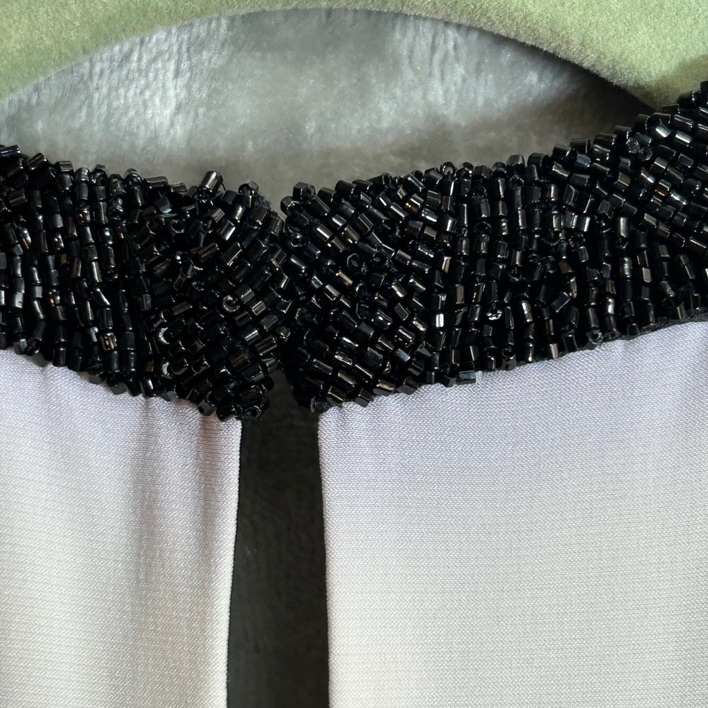 Lauren Ralph Lauren Evening Beaded Halter Color Block Maxi Gown Black White 6 - Picture 9 of 14